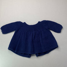 Load image into Gallery viewer, Girls navy, hand made knitted cardigan, armpit to armpit: 24cm, GUC, size 000-00,  