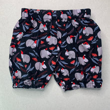 Load image into Gallery viewer, unisex Made by Mama, cotton Christmas shorts, elasticated, W: 22cm across, EUC, size 0,  