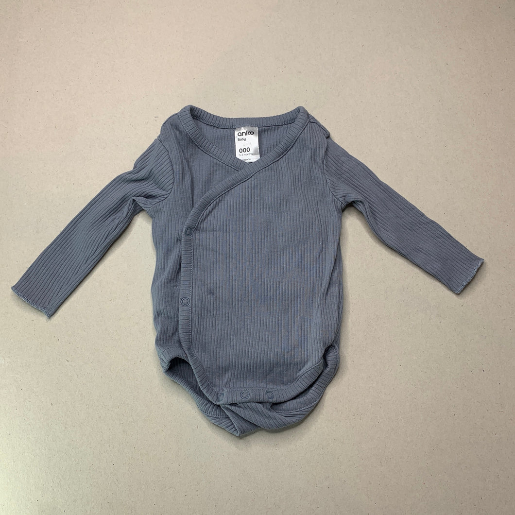 unisex Anko, ribbed bodysuit / romper, GUC, size 000,  