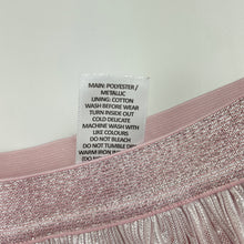 Load image into Gallery viewer, Girls Target, cotton lined pink / silver pleated party skirt, elasticated, mark lower front, FUC, size 4,  