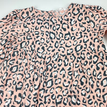 Load image into Gallery viewer, Girls Milkshake, animal print long sleeve dress, mark on front, FUC, size 7, L: 67cm