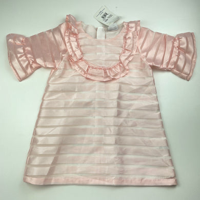 Girls B Collection, lined pink organza party dress, NEW, size 3, L: 49cm