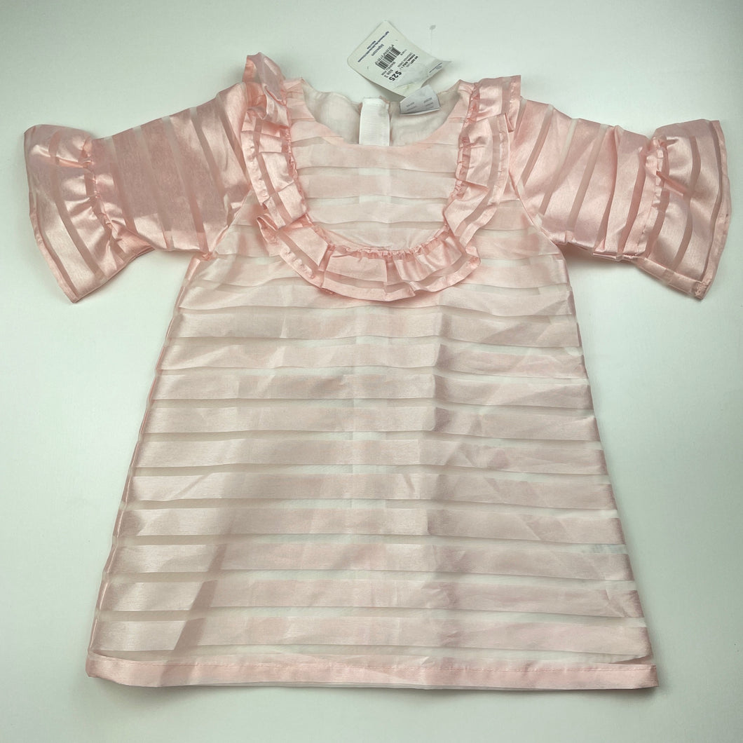 Girls B Collection, lined pink organza party dress, NEW, size 3, L: 49cm