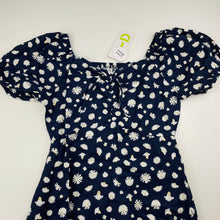 Load image into Gallery viewer, Girls KID, navy floral linen / viscose dress, NEW, size 10, L: 78cm