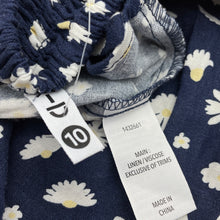 Load image into Gallery viewer, Girls KID, navy floral linen / viscose dress, NEW, size 10, L: 78cm