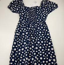 Load image into Gallery viewer, Girls KID, navy floral linen / viscose dress, NEW, size 10, L: 78cm