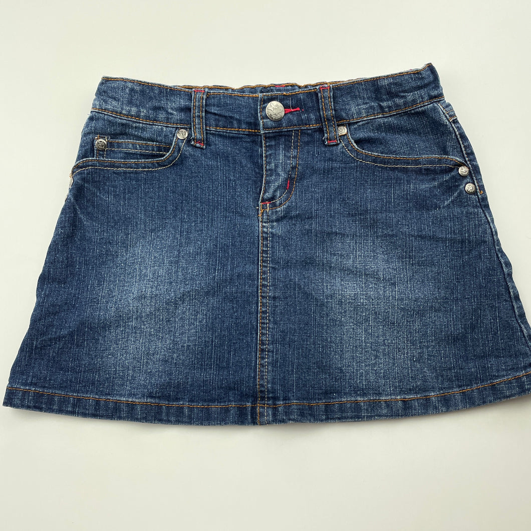 Girls Pumpkin Patch, blue stretch denim skirt, adjustable, L: 28cm, GUC, size 5,  