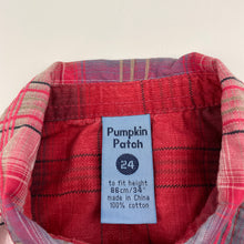 Load image into Gallery viewer, Boys Pumpkin Patch, checked cotton long sleeve shirt, EUC, size 2,  