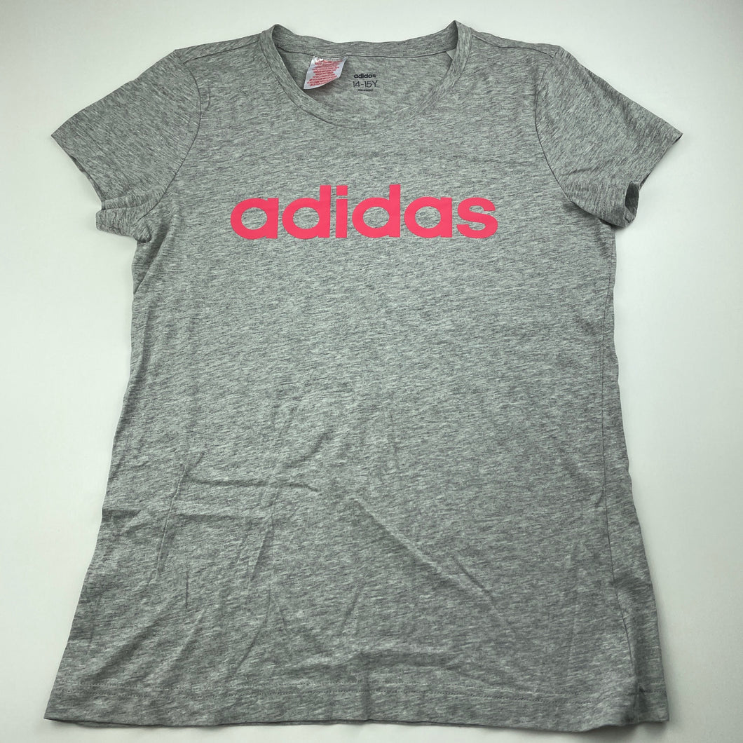 Girls Adidas, grey marle sports / activewear top, EUC, size 14-15,  