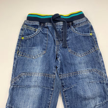 Load image into Gallery viewer, Boys Target, blue denim pants, elasticated, Inside leg: 37cm, GUC, size 3,  