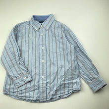 Load image into Gallery viewer, Boys Tommy Hilfiger, blue stripe cotton long sleeve shirt, GUC, size 4,  