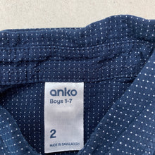 Load image into Gallery viewer, Boys Anko, navy cotton short sleeve shirt, GUC, size 2,  
