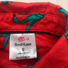 Load image into Gallery viewer, Boys B&amp;L, Christmas cotton short sleeve shirt, dinosaurs, EUC, size 0,  