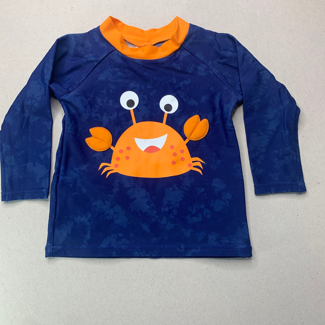 Boys Target, long sleeve rashie / swim top, crab, EUC, size 0,  