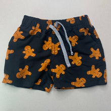 Load image into Gallery viewer, Boys Tilt, lightweight board shorts, gingerbread men, GUC, size 1,  