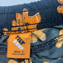 Load image into Gallery viewer, Boys Tilt, lightweight board shorts, gingerbread men, GUC, size 1,  