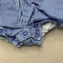 Load image into Gallery viewer, Girls Bardot Junior, blue stripe stretch cotton romper, marks lower back, FUC, size 1,  