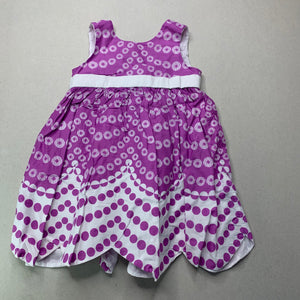 Girls Gymboree, purple & white cotton summer dress, GUC, size 0, L: 45cm