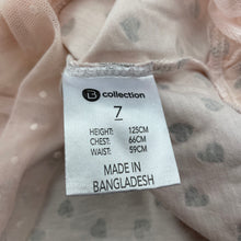 Load image into Gallery viewer, Girls B Collection, pink &amp; silver t-shirt / top, tulle trim, FUC, size 7,  