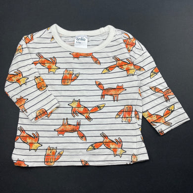 unisex Anko, cotton long sleeve top, foxes, EUC, size 000,  