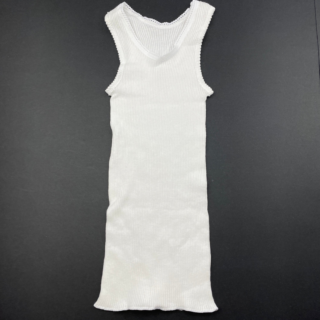 unisex Bonds, white ribbed cotton singlet top, EUC, size 0,  