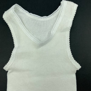 unisex Bonds, white ribbed cotton singlet top, EUC, size 0,  
