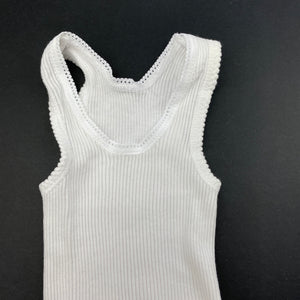 unisex Bonds, white ribbed cotton singlet top, EUC, size 000,  