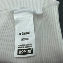 Load image into Gallery viewer, unisex Bonds, white ribbed cotton singlet top, EUC, size 000,  