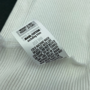unisex Bonds, white ribbed cotton singlet top, EUC, size 000,  