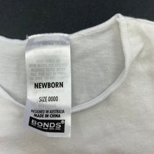 Load image into Gallery viewer, unisex Bonds, white stretchy bodysuit / romper, EUC, size 0000,  
