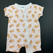 Load image into Gallery viewer, Girls 4 Baby, cotton zip romper, gingerbread men, FUC, size 0000,  