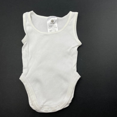 unisex Dymples, white ribbed cotton singletsuit, GUC, size 0000,  