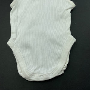 unisex Dymples, white ribbed cotton singletsuit, GUC, size 0000,  