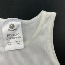 Load image into Gallery viewer, unisex Dymples, white ribbed cotton singletsuit, GUC, size 0000,  
