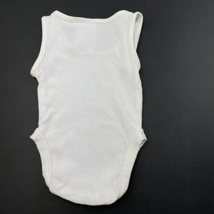 unisex Dymples, white ribbed cotton singletsuit, GUC, size 0000,  
