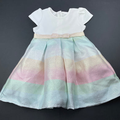 Girls Dymples, lined metallic party dress, EUC, size 1, L: 46cm