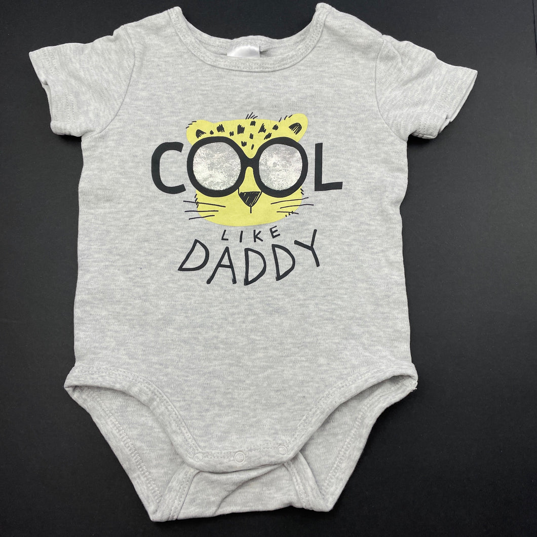Boys Target, grey cotton bodysuit / romper, GUC, size 0,  