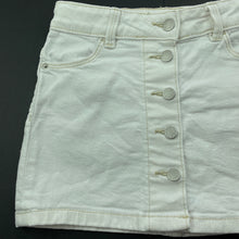 Load image into Gallery viewer, Girls Target, white stretch denim skirt, adjustable, L: 24cm, GUC, size 3,  
