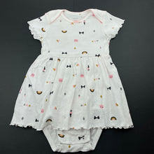 Load image into Gallery viewer, Girls Carters, cotton romper dress, cats, FUC, size 12 months,  