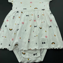 Load image into Gallery viewer, Girls Carters, cotton romper dress, cats, FUC, size 12 months,  