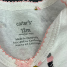 Load image into Gallery viewer, Girls Carters, cotton romper dress, cats, FUC, size 12 months,  