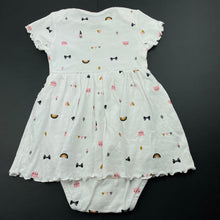 Load image into Gallery viewer, Girls Carters, cotton romper dress, cats, FUC, size 12 months,  