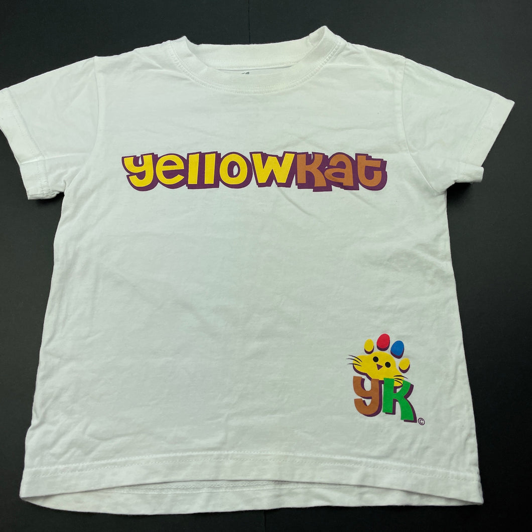 unisex yellowkat, white cotton t-shirt / top, FUC, size 4,  