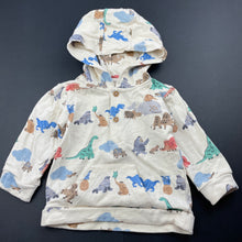 Load image into Gallery viewer, Boys M&amp;S, cotton hooded top, dinosaurs, EUC, size 0,  