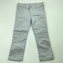Load image into Gallery viewer, Girls Carters, grey &amp; silver stretch cotton pants, adjustable, Inside leg: 33.5cm, FUC, size 3,  