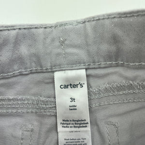 Girls Carters, grey & silver stretch cotton pants, adjustable, Inside leg: 33.5cm, FUC, size 3,  