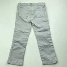 Load image into Gallery viewer, Girls Carters, grey &amp; silver stretch cotton pants, adjustable, Inside leg: 33.5cm, FUC, size 3,  
