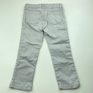 Girls Carters, grey & silver stretch cotton pants, adjustable, Inside leg: 33.5cm, FUC, size 3,  