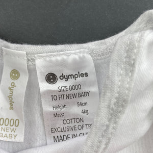 unisex Dymples, cotton bodysuit / romper, mummy, GUC, size 0000,  