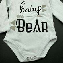 Load image into Gallery viewer, Boys Vogue Fashion, white bodysuit / romper, bear, FUC, size 00,  